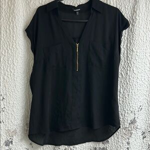 Express women’s Zip up blouse size large black